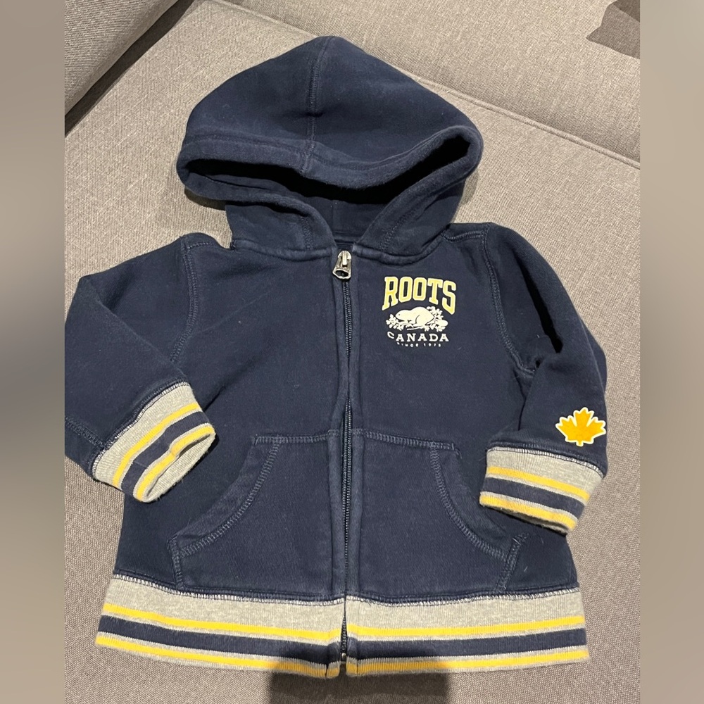 BABY ROOTS 6-12 months navy blue zip up hoodie - Picture 2 of 5